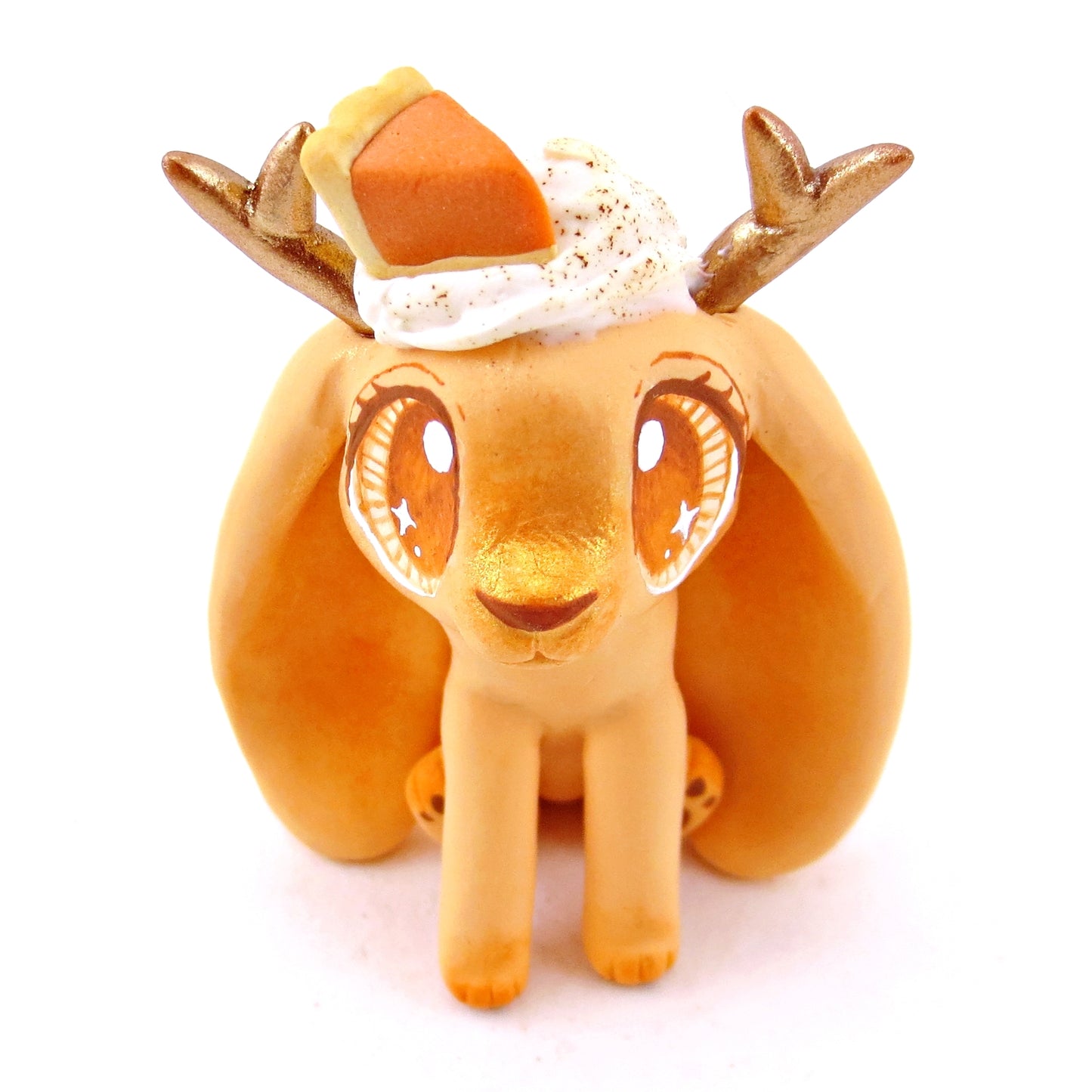 Pumpkin Pie Jackalope Figurine - Polymer Clay Fall Animals