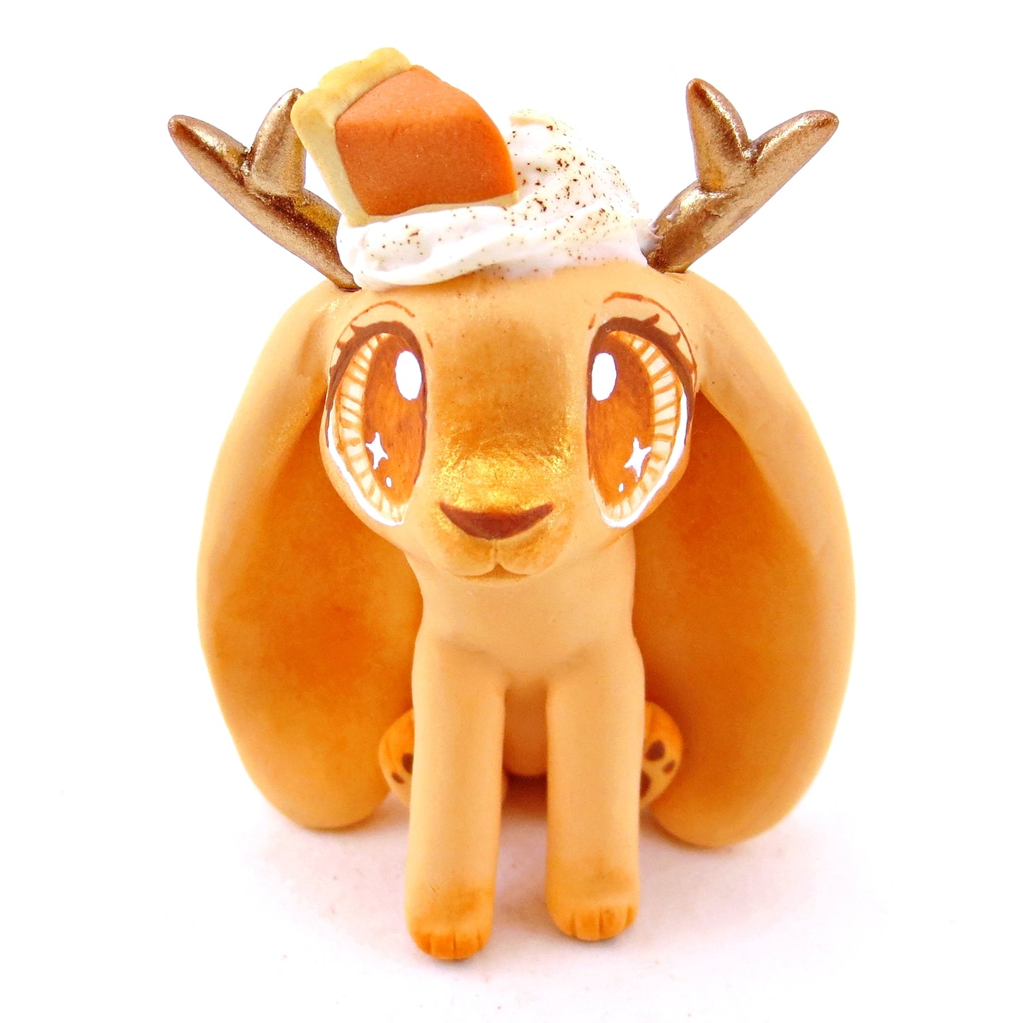 Pumpkin Pie Jackalope Figurine - Polymer Clay Fall Animals