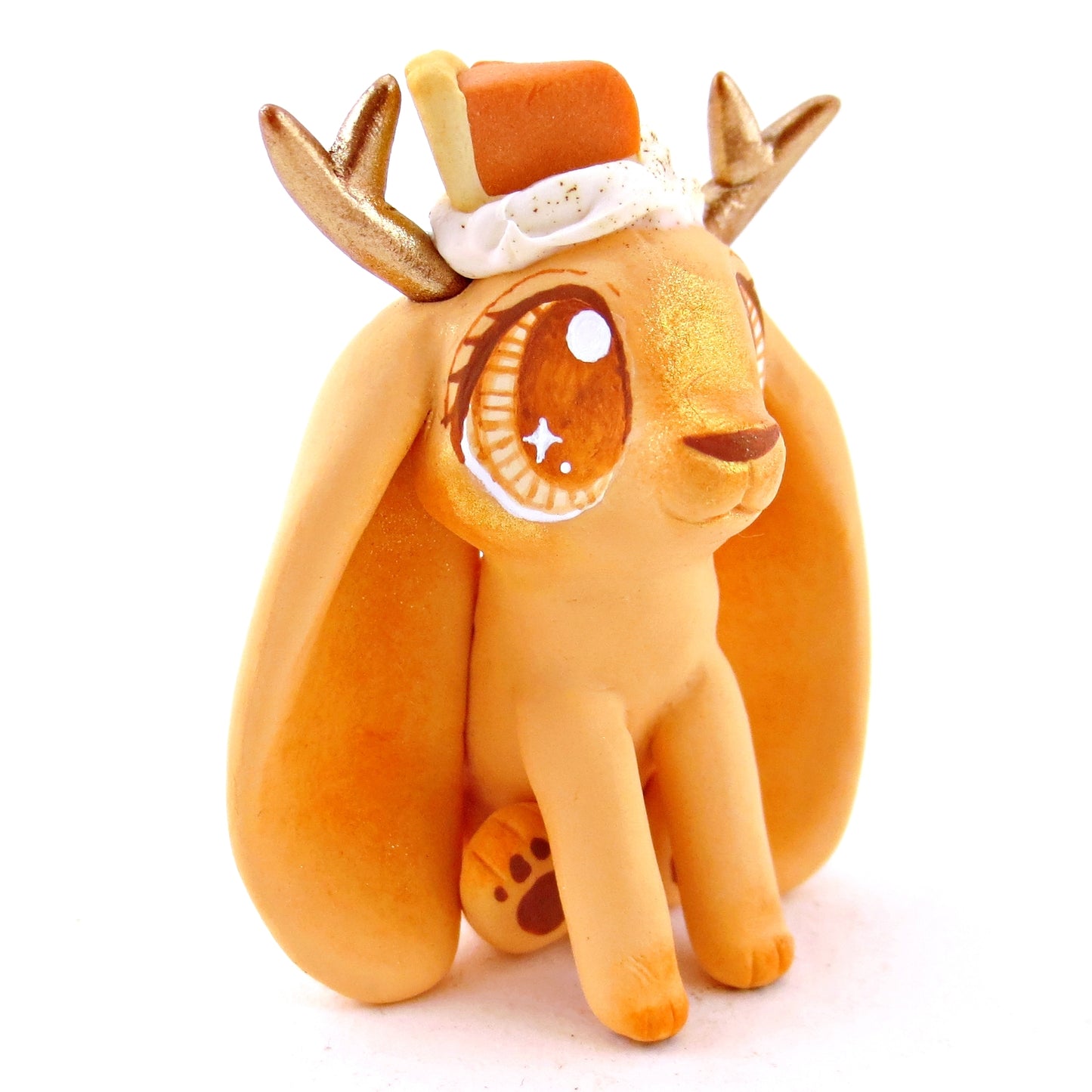 Pumpkin Pie Jackalope Figurine - Polymer Clay Fall Animals