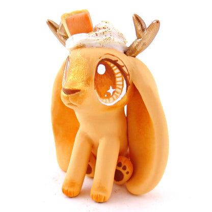 Pumpkin Pie Jackalope Figurine - Polymer Clay Fall Animals