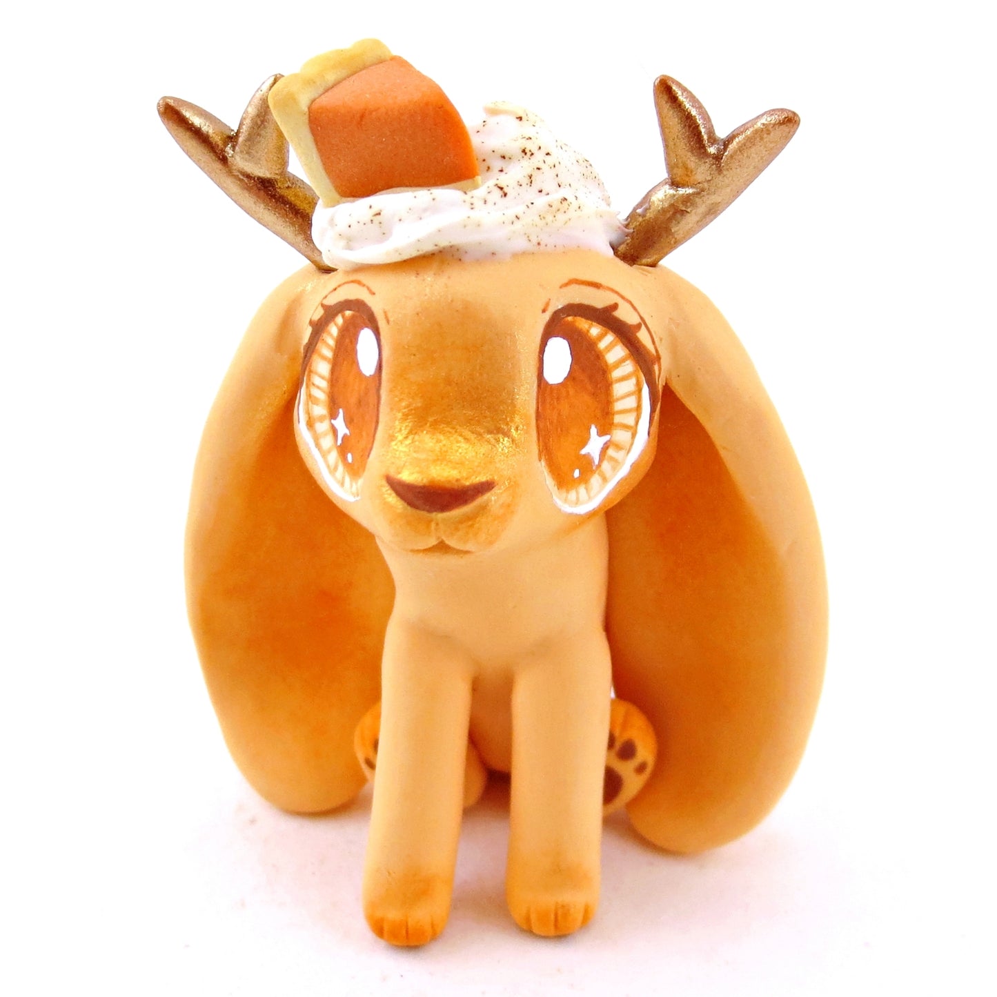 Pumpkin Pie Jackalope Figurine - Polymer Clay Fall Animals