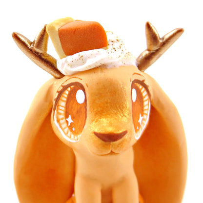 Pumpkin Pie Jackalope Figurine - Polymer Clay Fall Animals