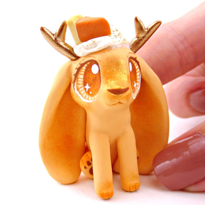 Pumpkin Pie Jackalope Figurine - Polymer Clay Fall Animals