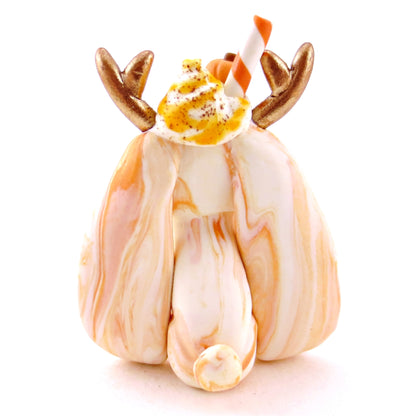 Pumpkin Spice Vanilla Swirl Jackalope Figurine - Polymer Clay Fall Animals