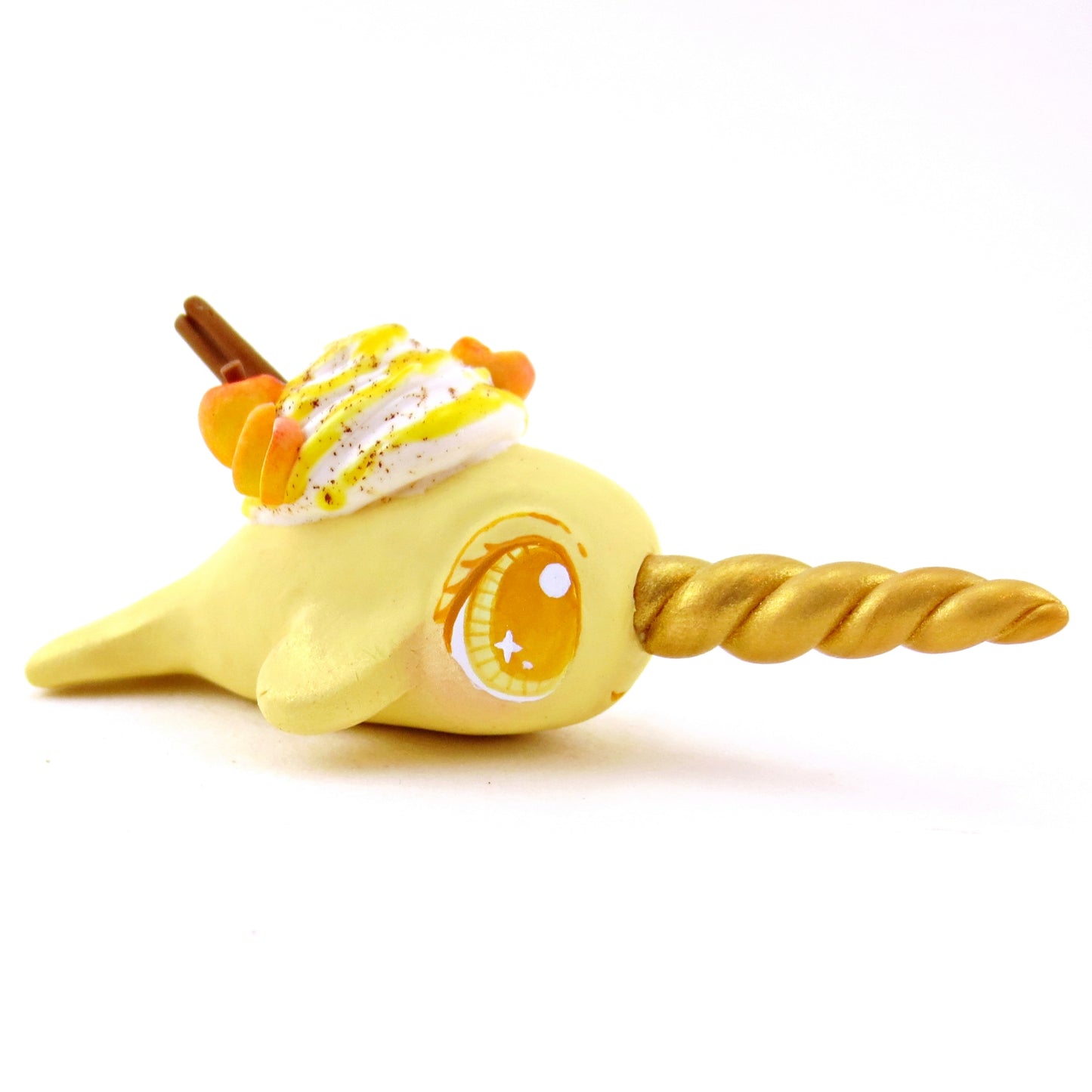 Apple Cider Narwhal Figurine - Polymer Clay Fall Animals