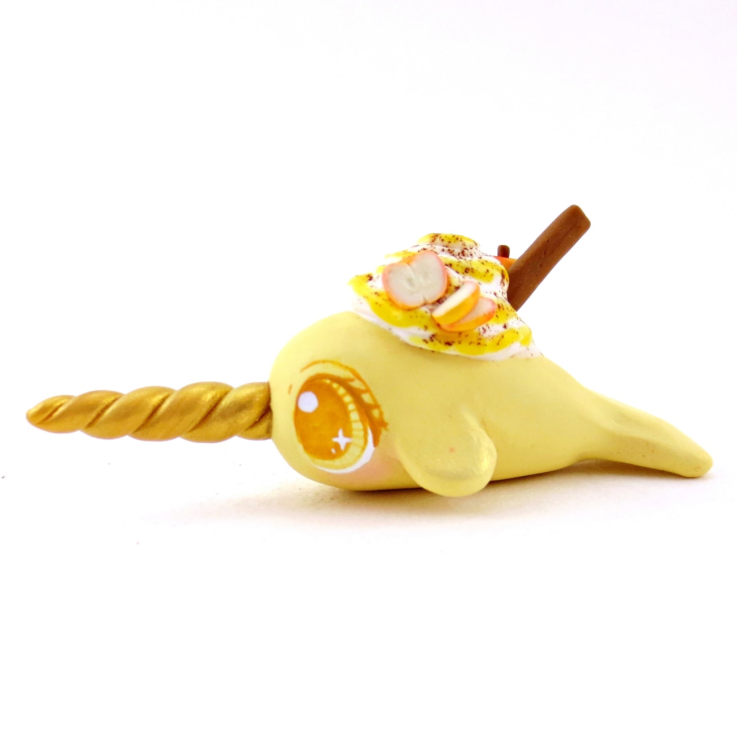 Apple Cider Narwhal Figurine - Polymer Clay Fall Animals