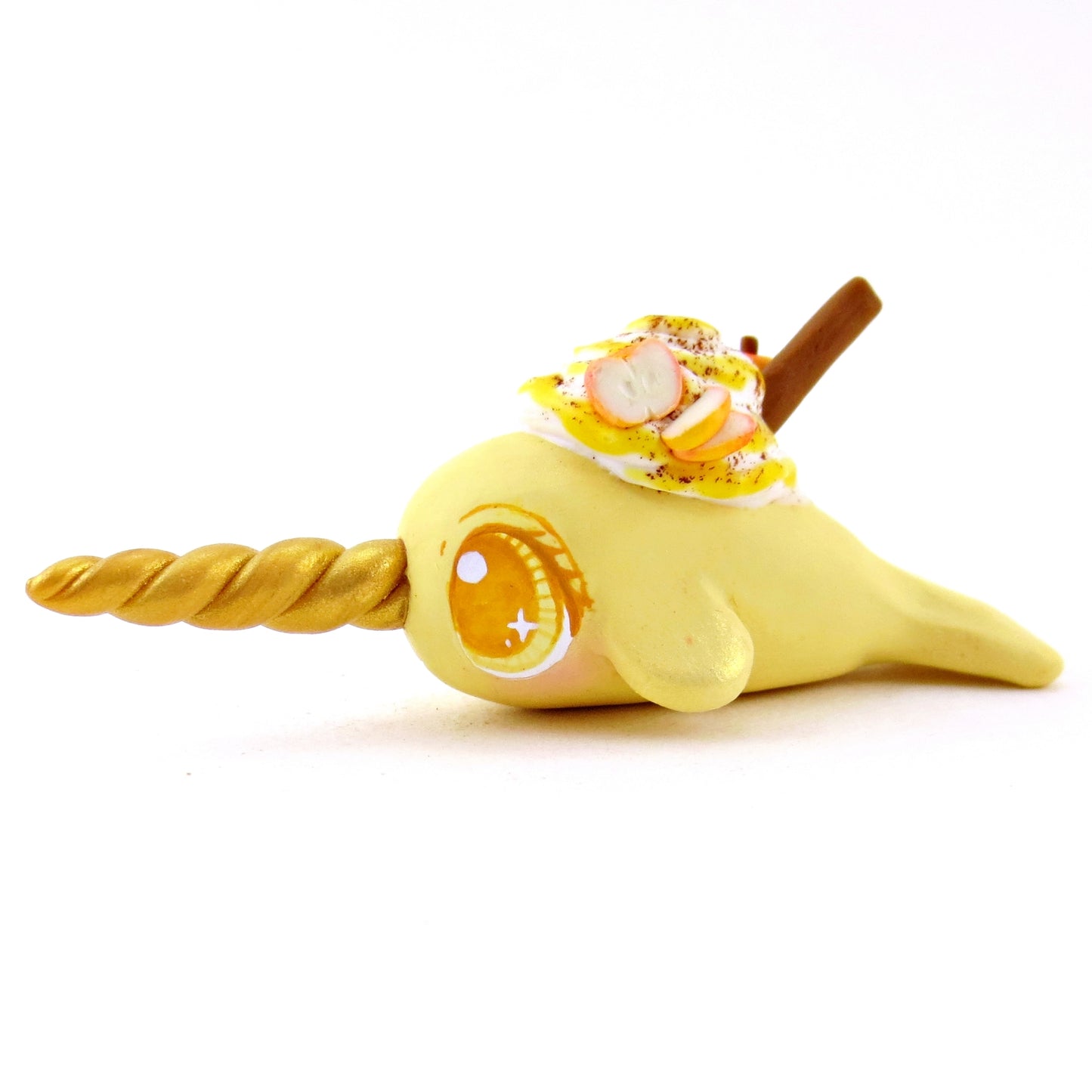 Apple Cider Narwhal Figurine - Polymer Clay Fall Animals