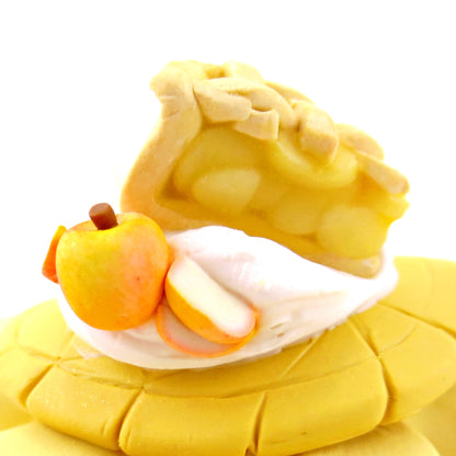 Apple Pie Turtle Figurine - Polymer Clay Fall Animals