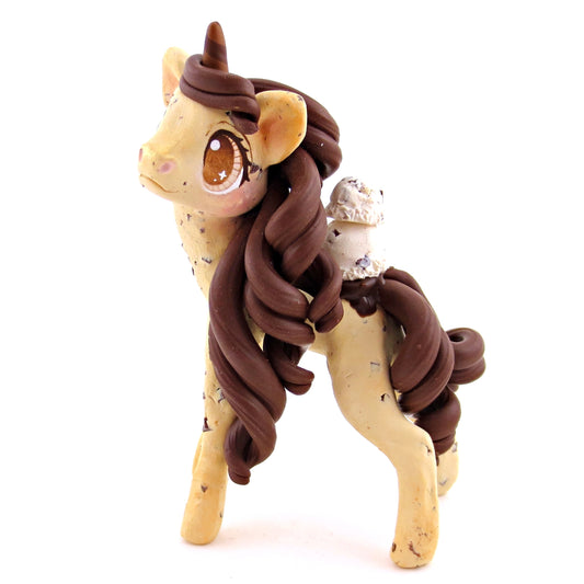 Chocolate Chip Cookie Dough Ice Cream Unicorn Figurine - Polymer Clay Ice Cream Animals