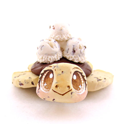 Chocolate Chip Cookie Dough Ice Cream Turtle Figurine - Polymer Clay Ice Cream Animals