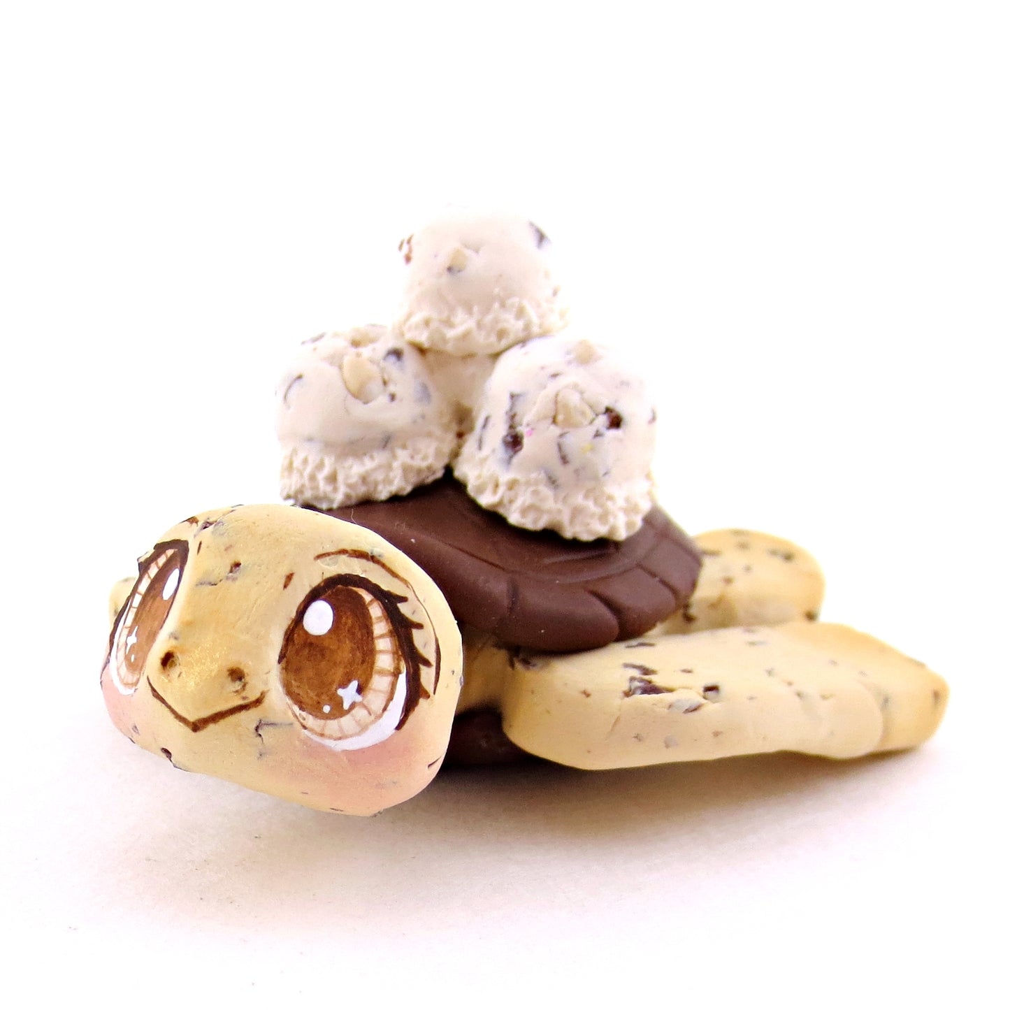 Chocolate Chip Cookie Dough Ice Cream Turtle Figurine - Polymer Clay Ice Cream Animals