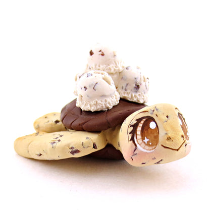 Chocolate Chip Cookie Dough Ice Cream Turtle Figurine - Polymer Clay Ice Cream Animals