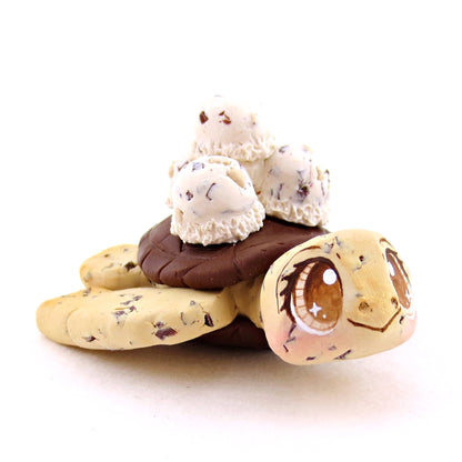 Chocolate Chip Cookie Dough Ice Cream Turtle Figurine - Polymer Clay Ice Cream Animals