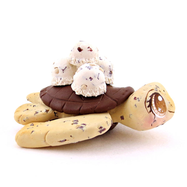 Chocolate Chip Cookie Dough Ice Cream Turtle Figurine - Polymer Clay Ice Cream Animals