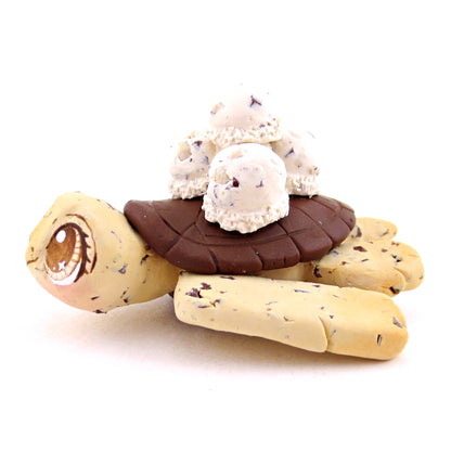 Chocolate Chip Cookie Dough Ice Cream Turtle Figurine - Polymer Clay Ice Cream Animals