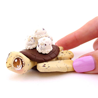 Chocolate Chip Cookie Dough Ice Cream Turtle Figurine - Polymer Clay Ice Cream Animals