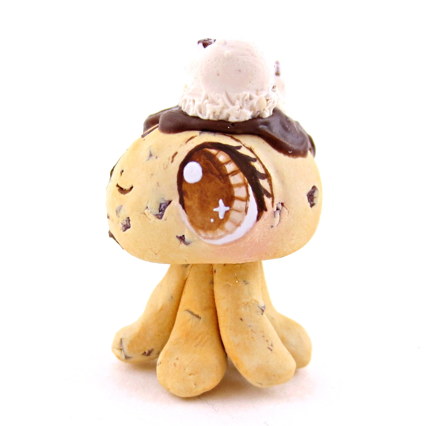 Chocolate Chip Cookie Dough Ice Cream Jellyfish Figurine - Polymer Clay Ice Cream Animals