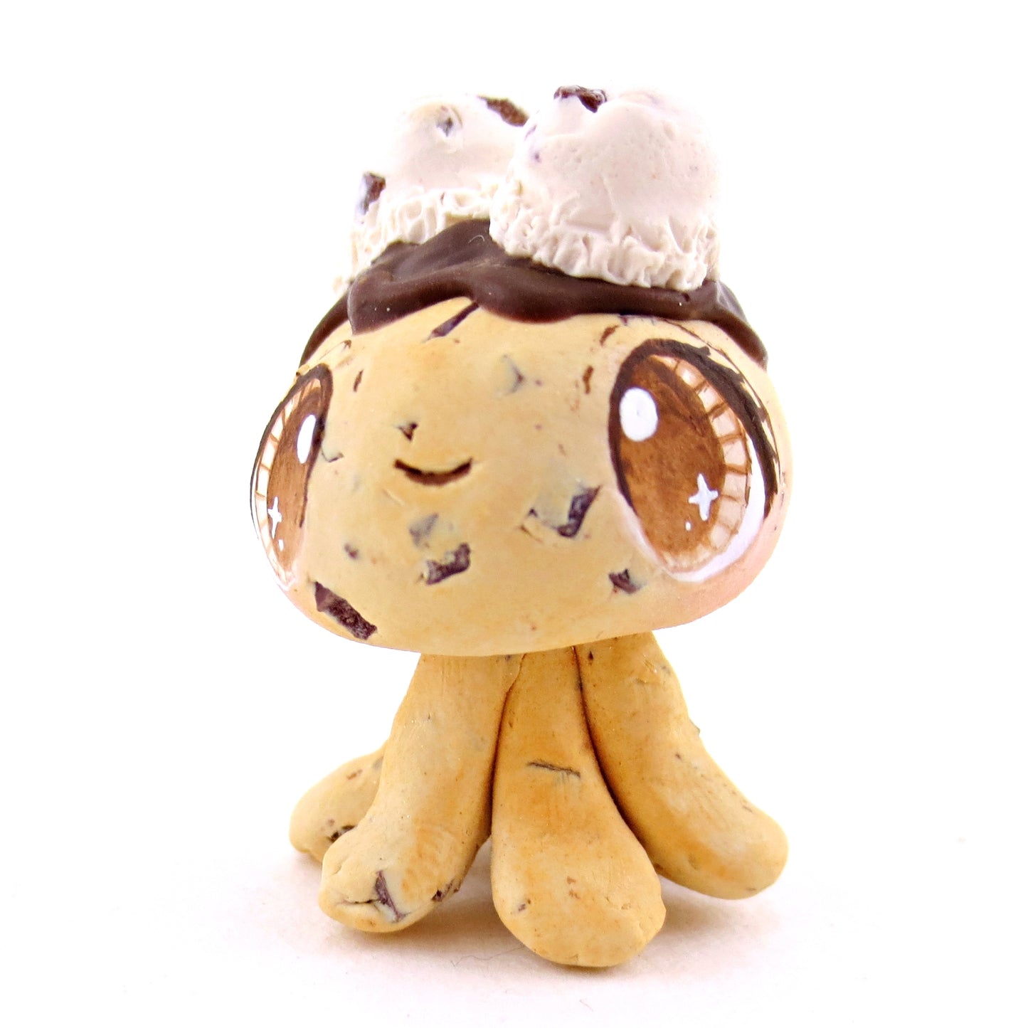 Chocolate Chip Cookie Dough Ice Cream Jellyfish Figurine - Polymer Clay Ice Cream Animals