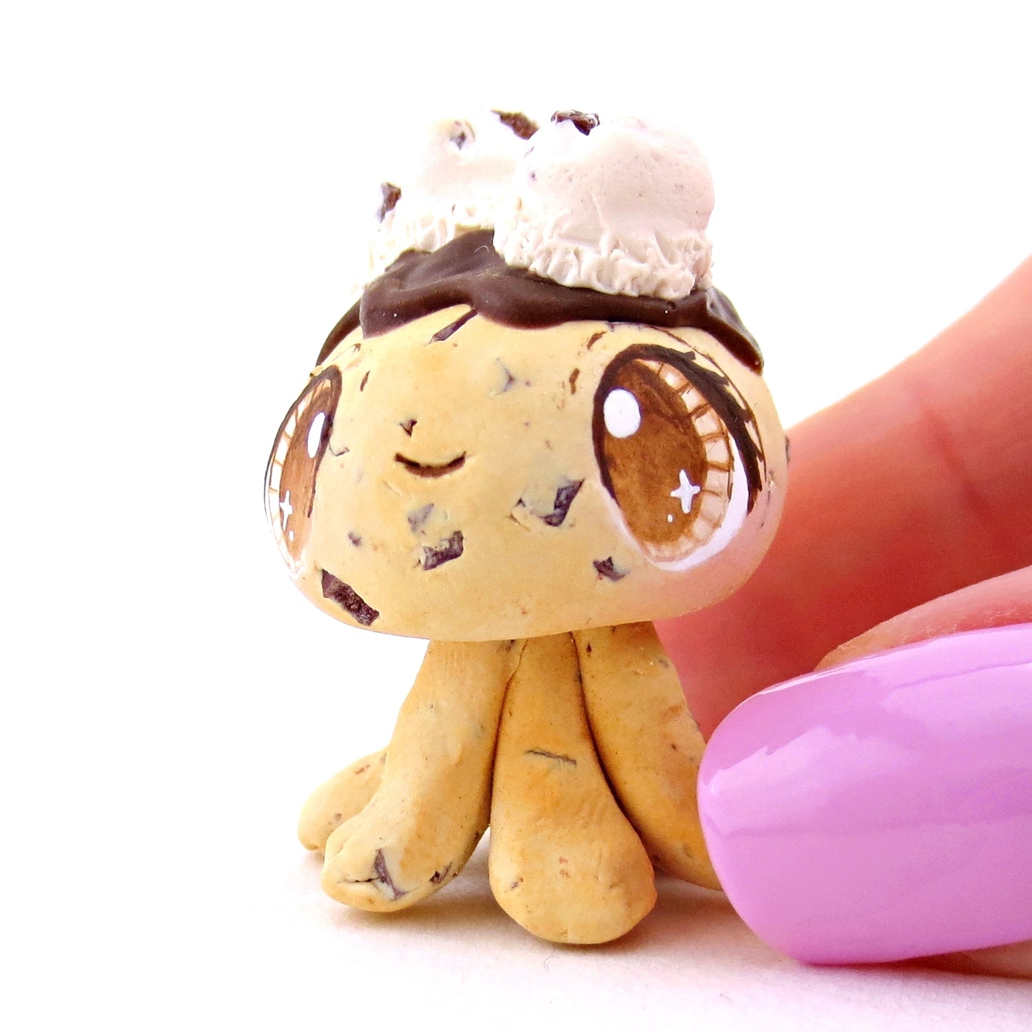 Chocolate Chip Cookie Dough Ice Cream Jellyfish Figurine - Polymer Clay Ice Cream Animals