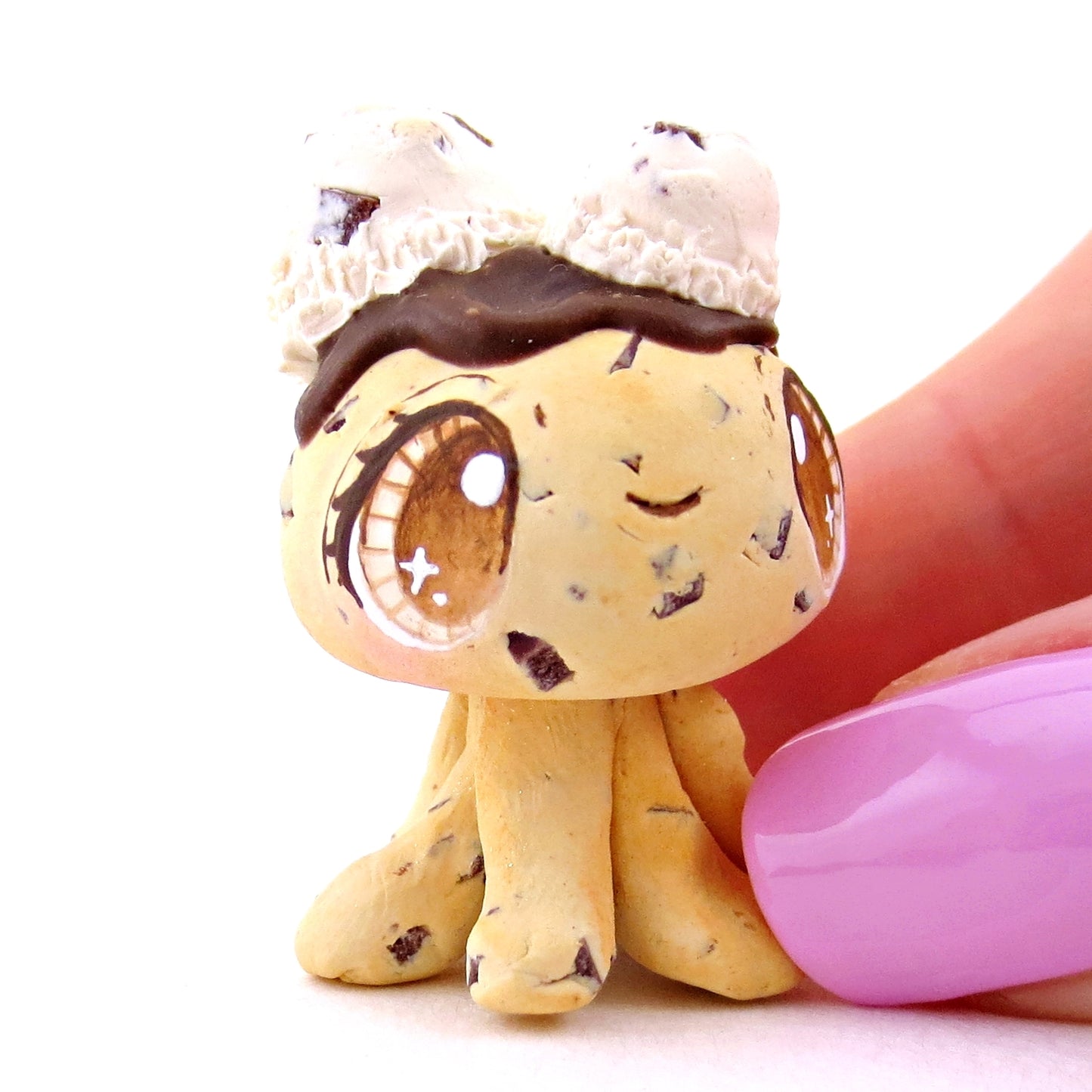 Chocolate Chip Cookie Dough Ice Cream Jellyfish Figurine - Polymer Clay Ice Cream Animals