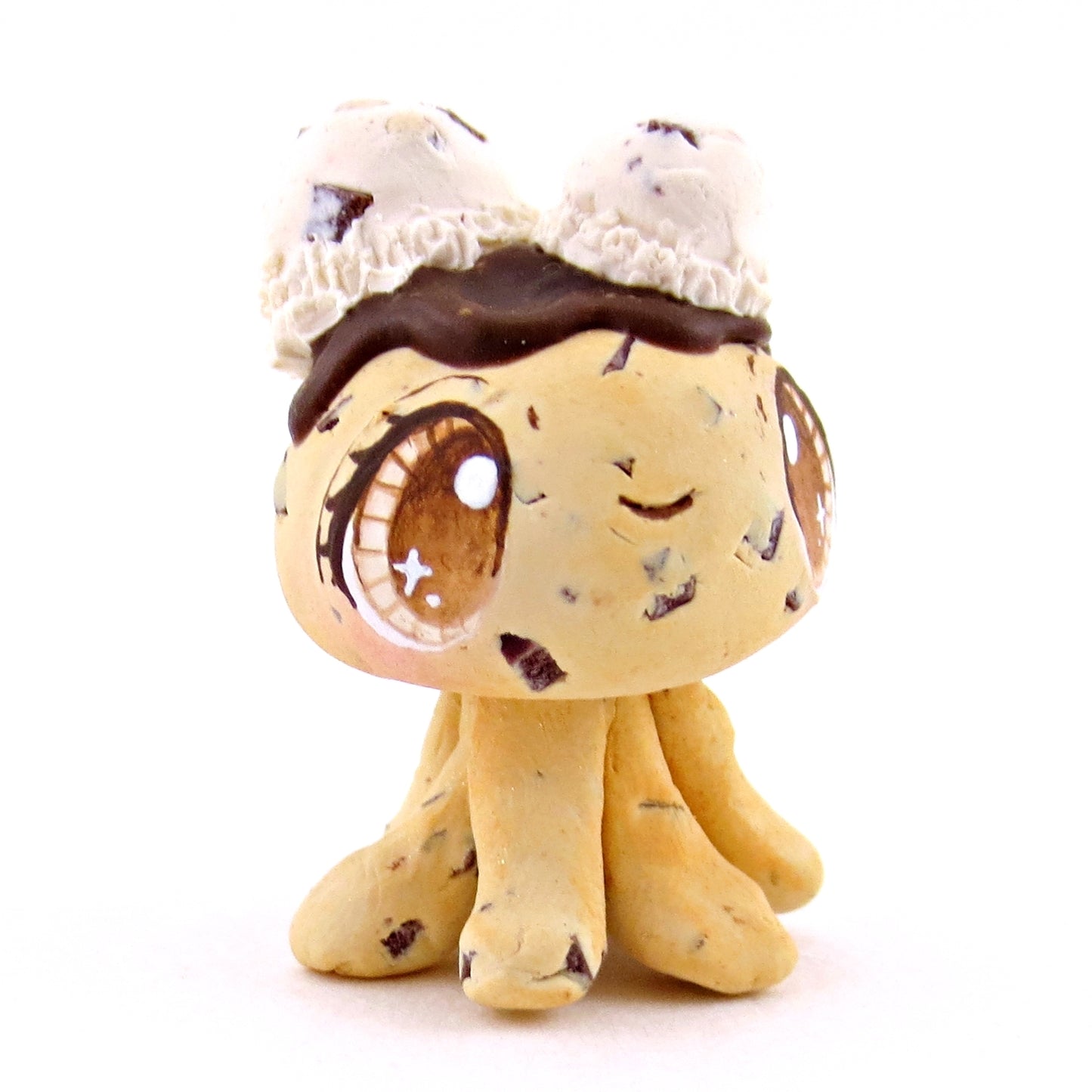 Chocolate Chip Cookie Dough Ice Cream Jellyfish Figurine - Polymer Clay Ice Cream Animals