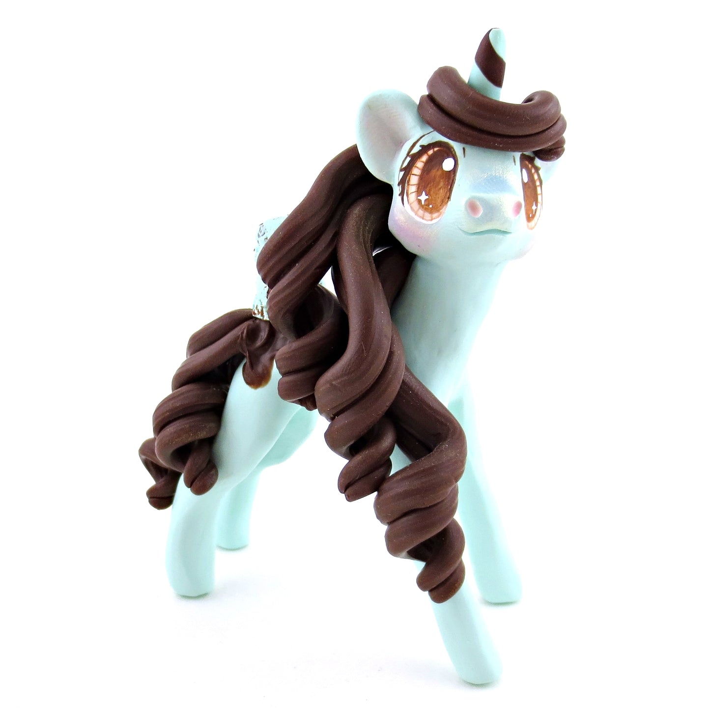 Mint Chocolate Chip Ice Cream Unicorn Figurine - Polymer Clay Ice Cream Animals