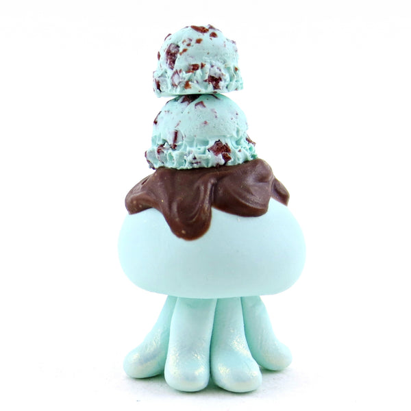 Mint Chocolate Chip Ice Cream Jellyfish Figurine - Polymer Clay Ice Cream Animals