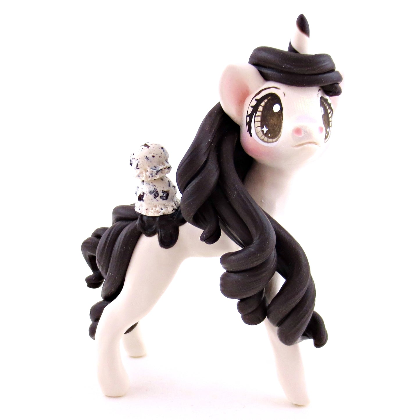 Cookies and Cream Ice Cream Unicorn Figurine - Polymer Clay Ice Cream Animals