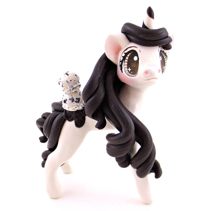 Cookies and Cream Ice Cream Unicorn Figurine - Polymer Clay Ice Cream Animals