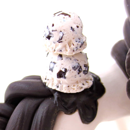 Cookies and Cream Ice Cream Unicorn Figurine - Polymer Clay Ice Cream Animals