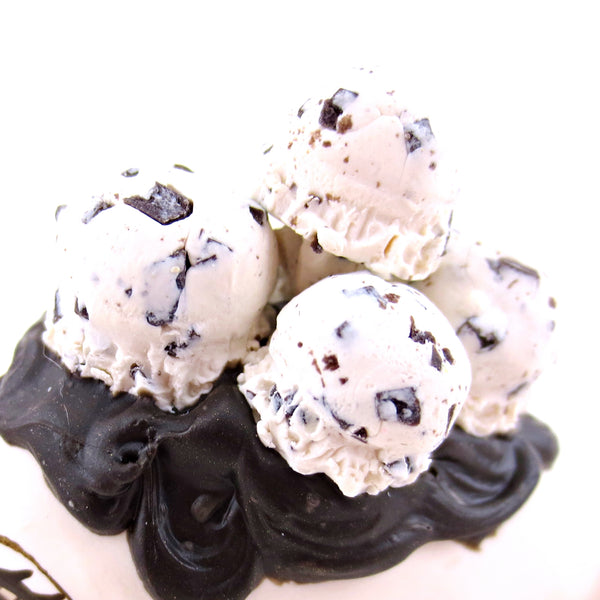 Cookies and Cream Ice Cream Narwhal Figurine - Polymer Clay Ice Cream Animals
