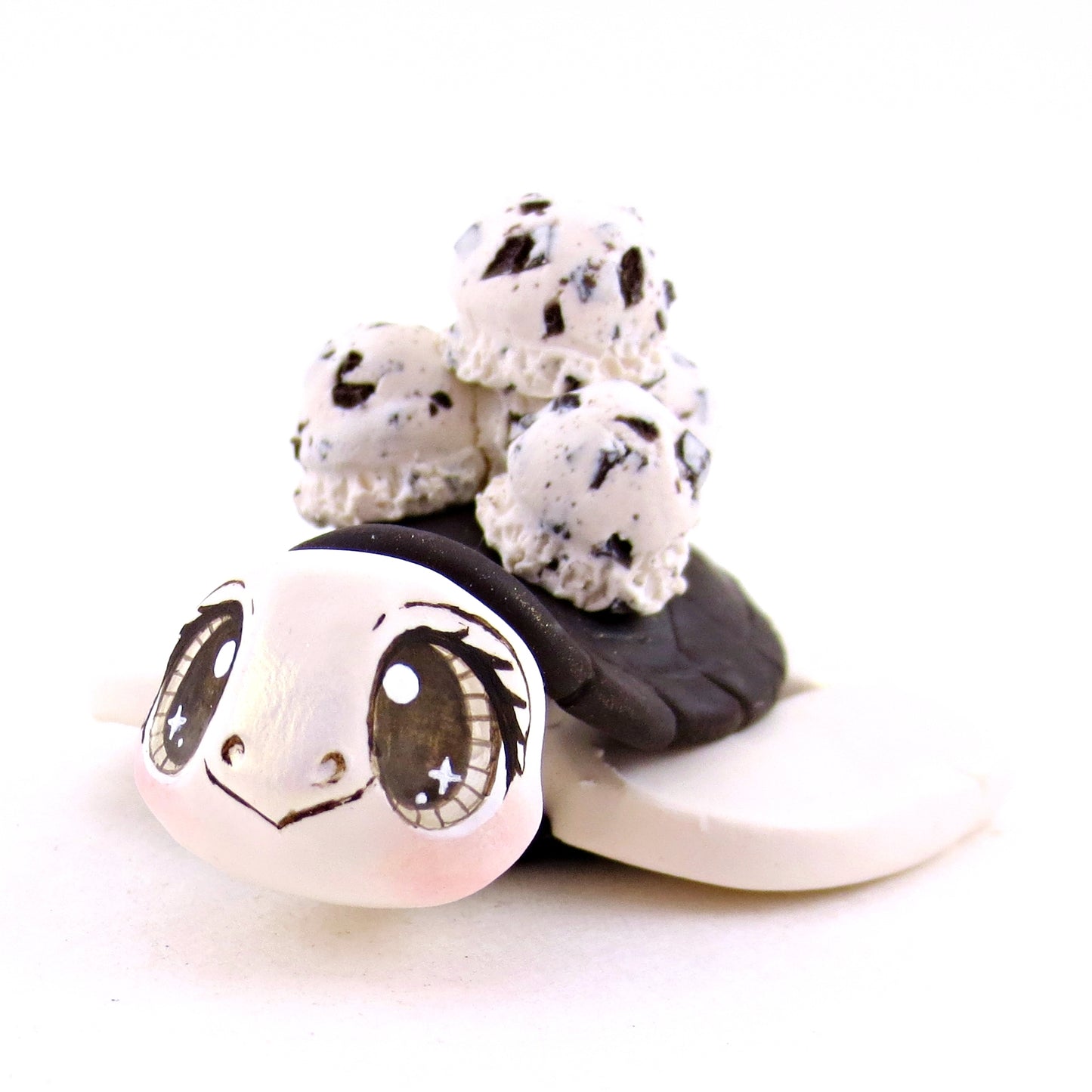 Cookies and Cream Ice Cream Turtle Figurine - Polymer Clay Ice Cream Animals