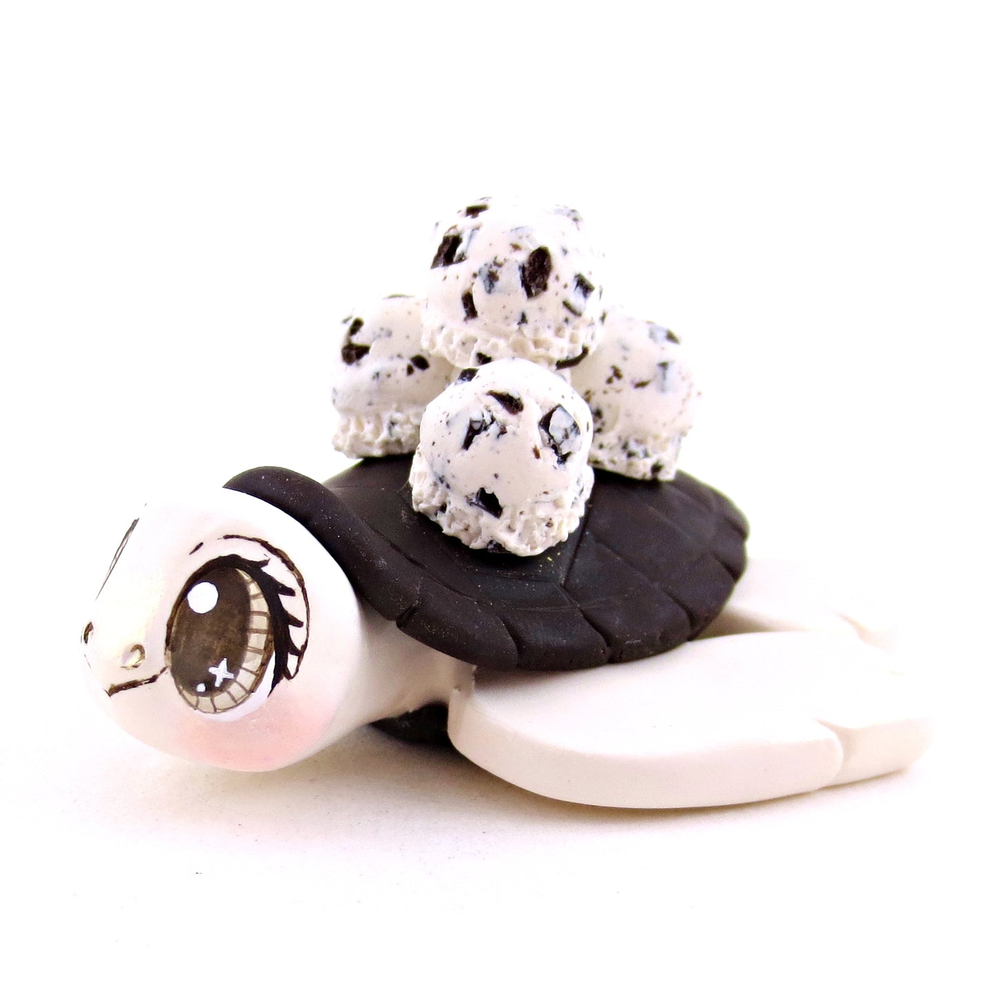 Cookies and Cream Ice Cream Turtle Figurine - Polymer Clay Ice Cream Animals