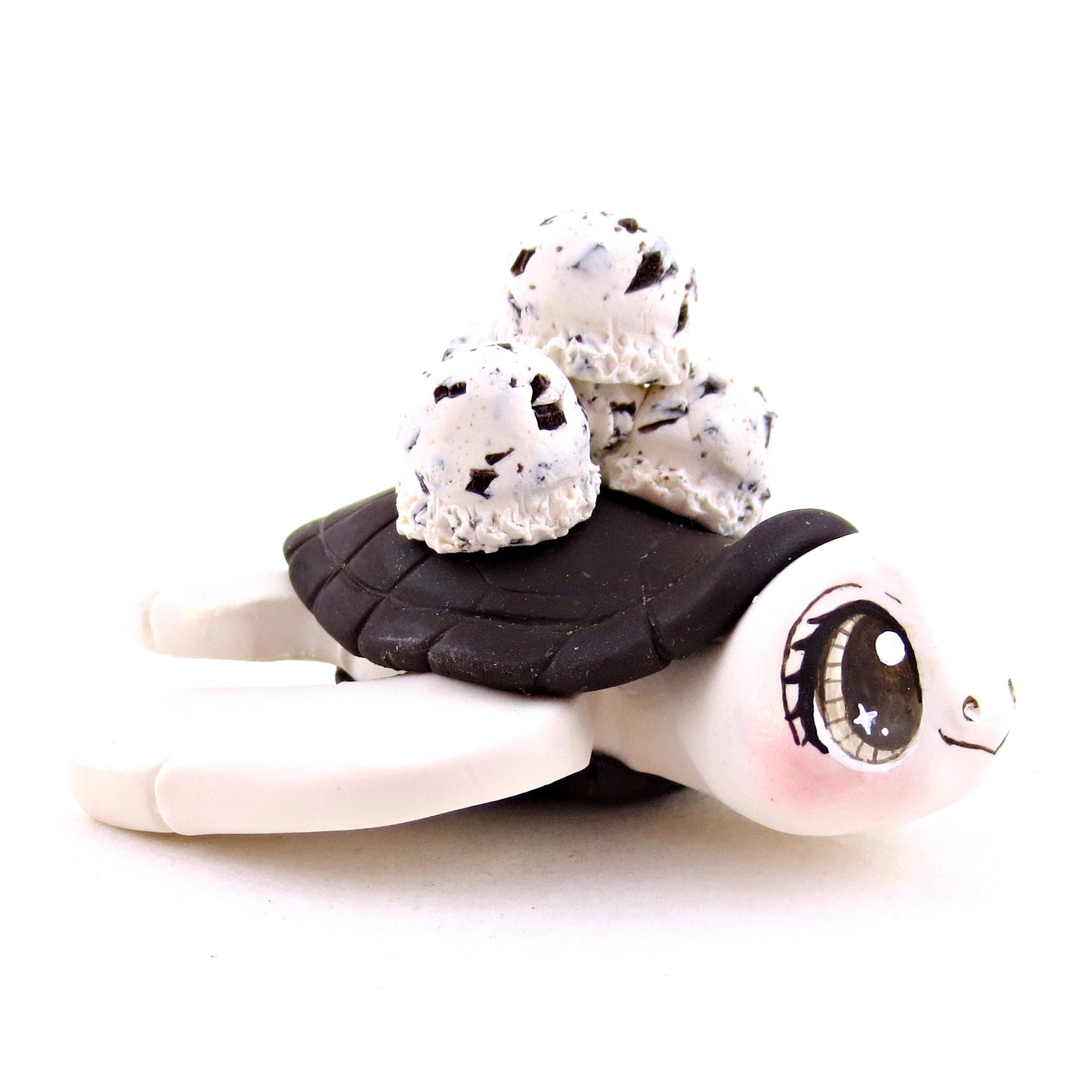 Cookies and Cream Ice Cream Turtle Figurine - Polymer Clay Ice Cream Animals