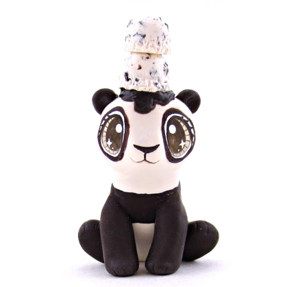 Cookies and Cream Ice Cream Panda Figurine - Polymer Clay Ice Cream Animals