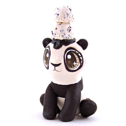 Cookies and Cream Ice Cream Panda Figurine - Polymer Clay Ice Cream Animals