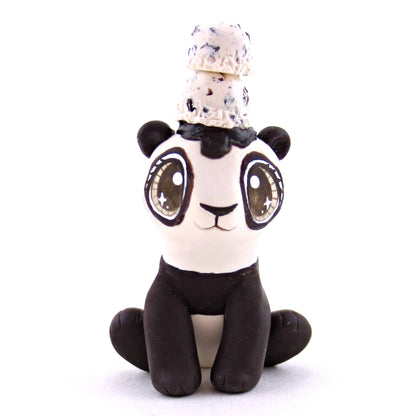 Cookies and Cream Ice Cream Panda Figurine - Polymer Clay Ice Cream Animals