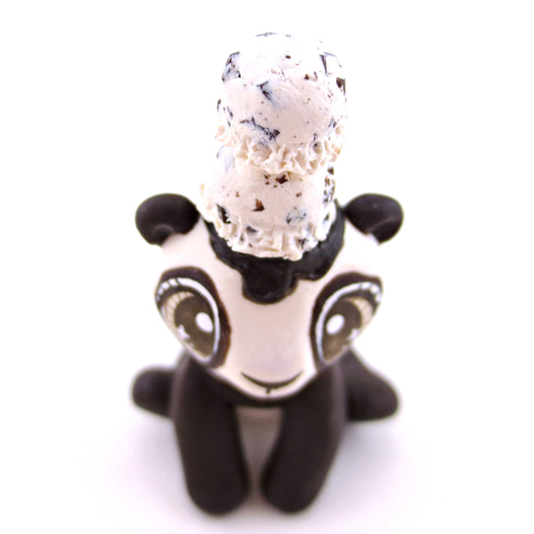 Cookies and Cream Ice Cream Panda Figurine - Polymer Clay Ice Cream Animals