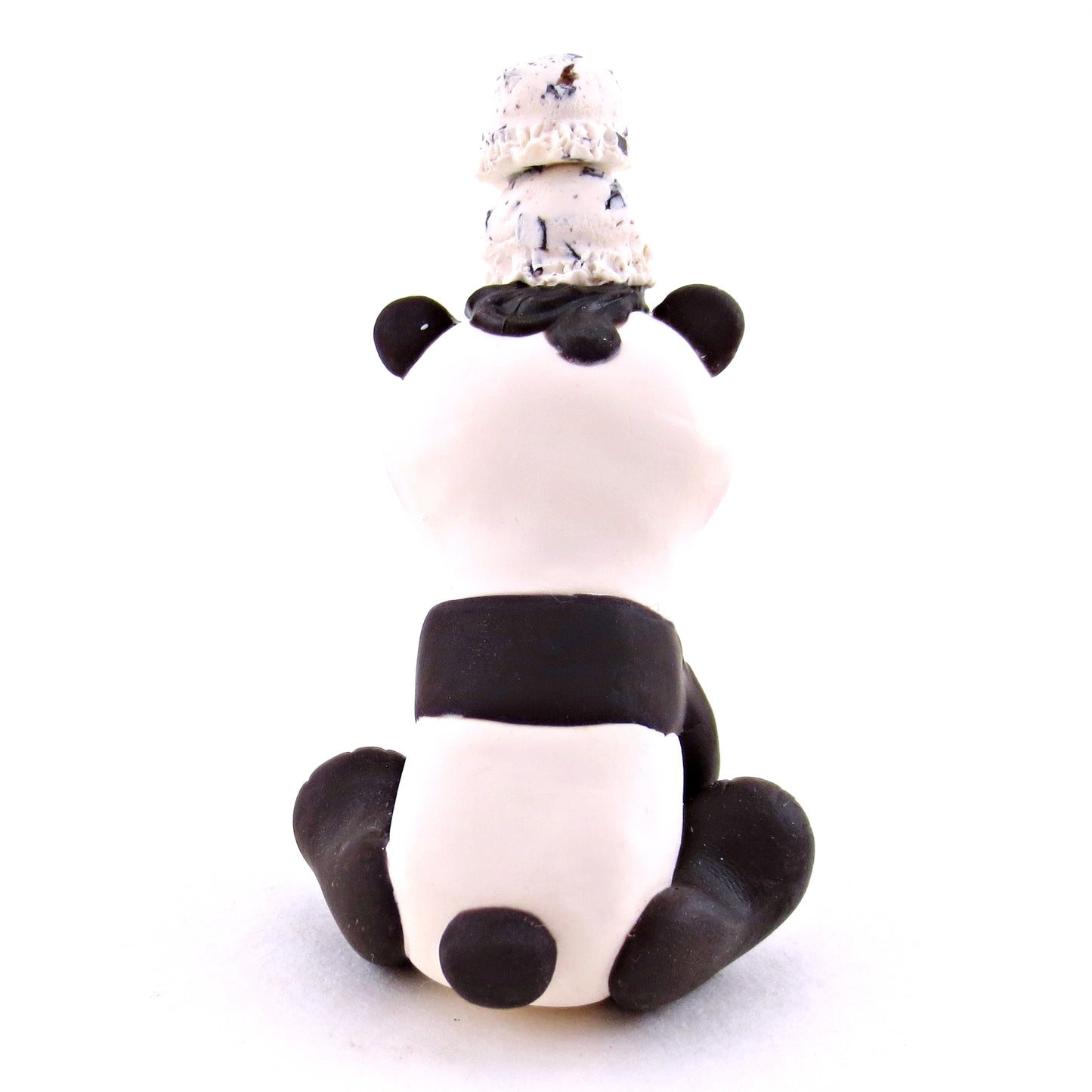 Cookies and Cream Ice Cream Panda Figurine - Polymer Clay Ice Cream Animals