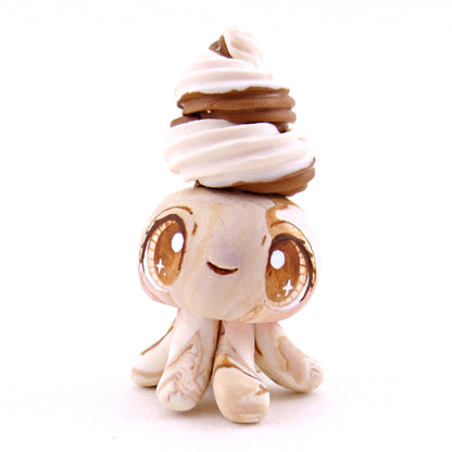 Chocolate and Vanilla Soft Serve Swirl Jellyfish Figurine - Polymer Clay Ice Cream Animals