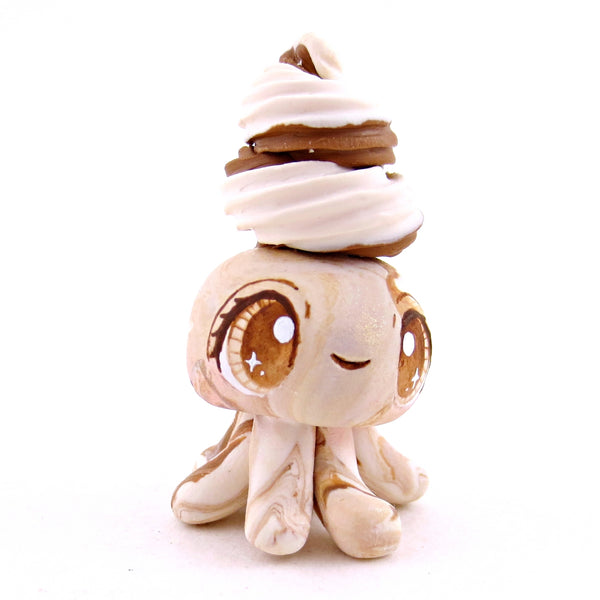 Chocolate and Vanilla Soft Serve Swirl Jellyfish Figurine - Polymer Clay Ice Cream Animals