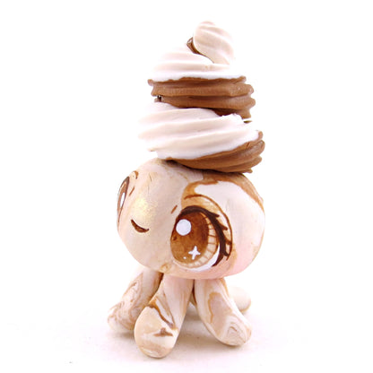 Chocolate and Vanilla Soft Serve Swirl Jellyfish Figurine - Polymer Clay Ice Cream Animals