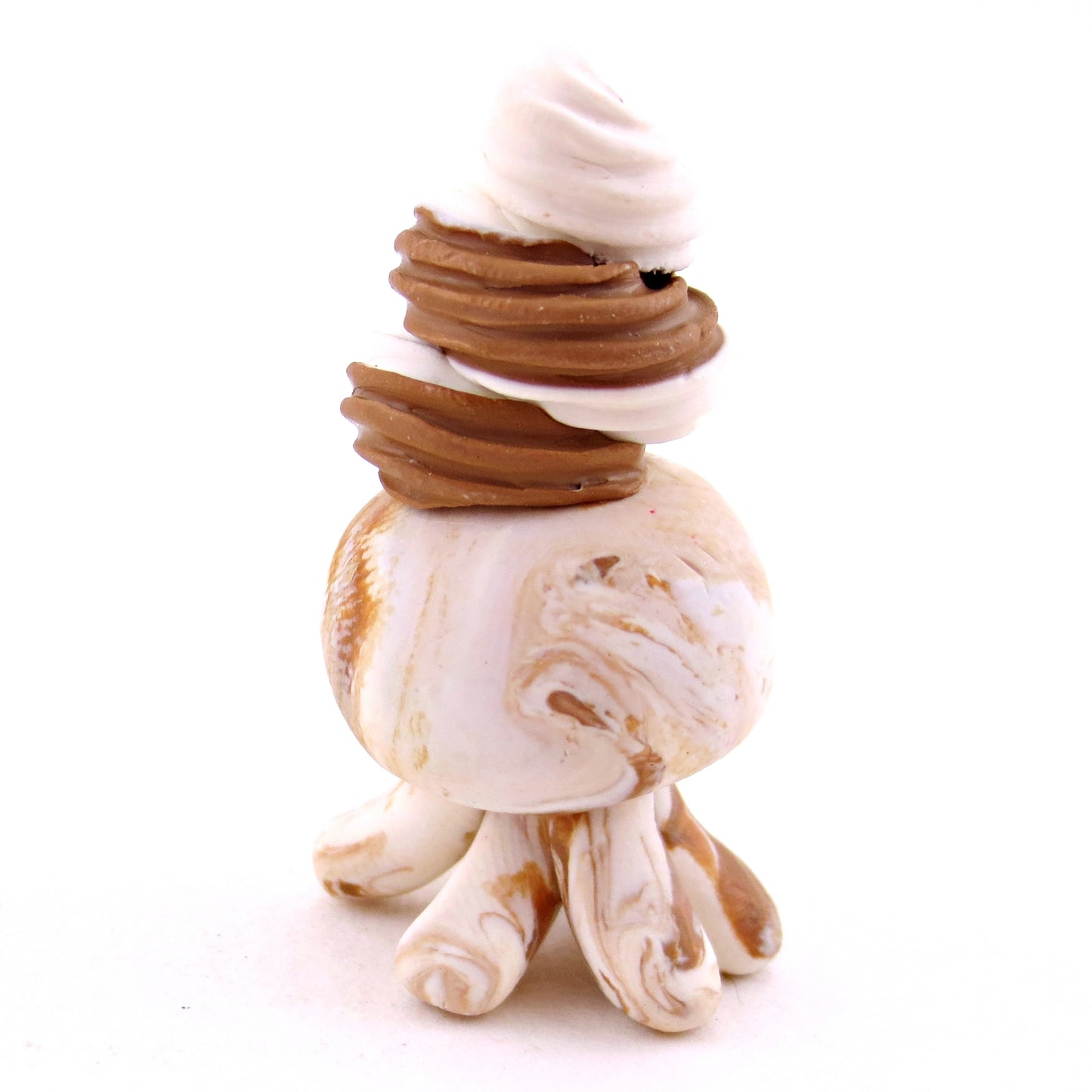 Chocolate and Vanilla Soft Serve Swirl Jellyfish Figurine - Polymer Clay Ice Cream Animals