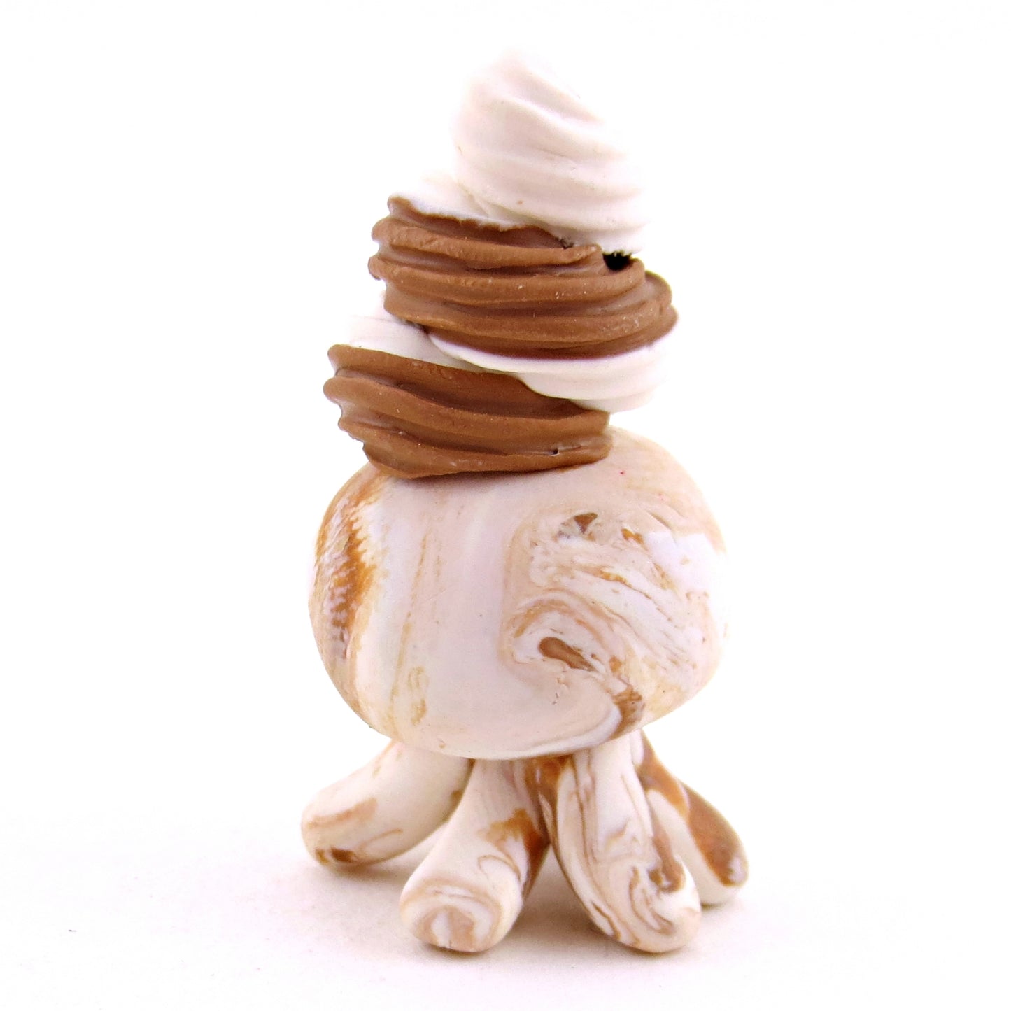 Chocolate and Vanilla Soft Serve Swirl Jellyfish Figurine - Polymer Clay Ice Cream Animals