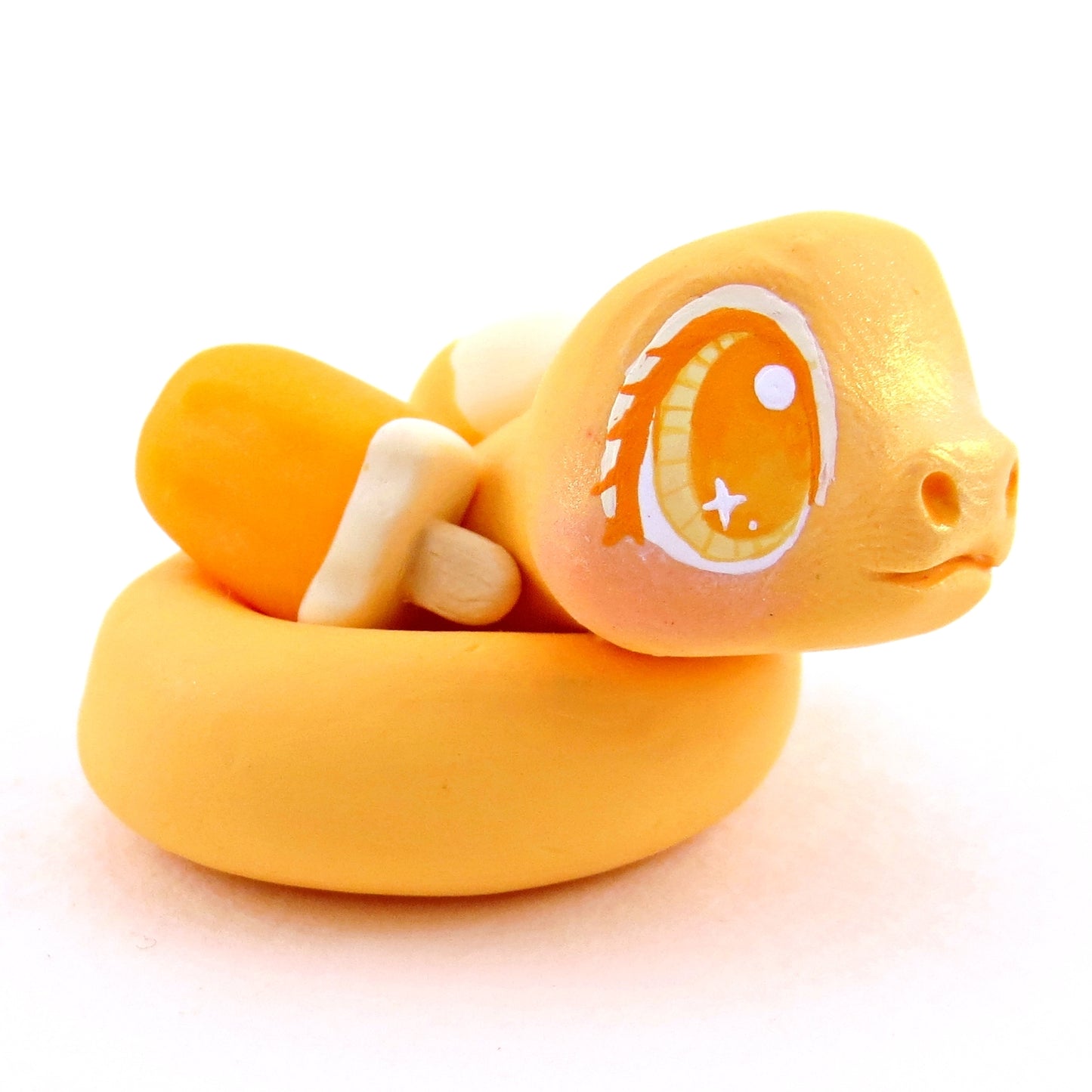 Orange Cream Snake Figurine - Polymer Clay Ice Cream Animals