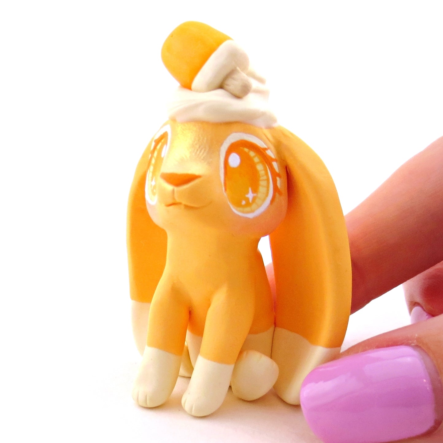 Orange Cream Bunny Figurine - Polymer Clay Ice Cream Animals