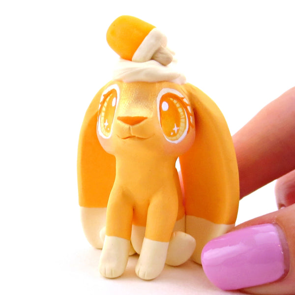 Orange Cream Bunny Figurine - Polymer Clay Ice Cream Animals