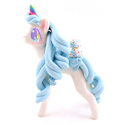 Birthday Cake Batter Ice Cream Unicorn Figurine - Polymer Clay Ice Cream Animals