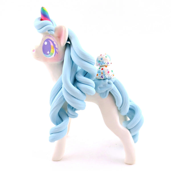 Birthday Cake Batter Ice Cream Unicorn Figurine - Polymer Clay Ice Cream Animals