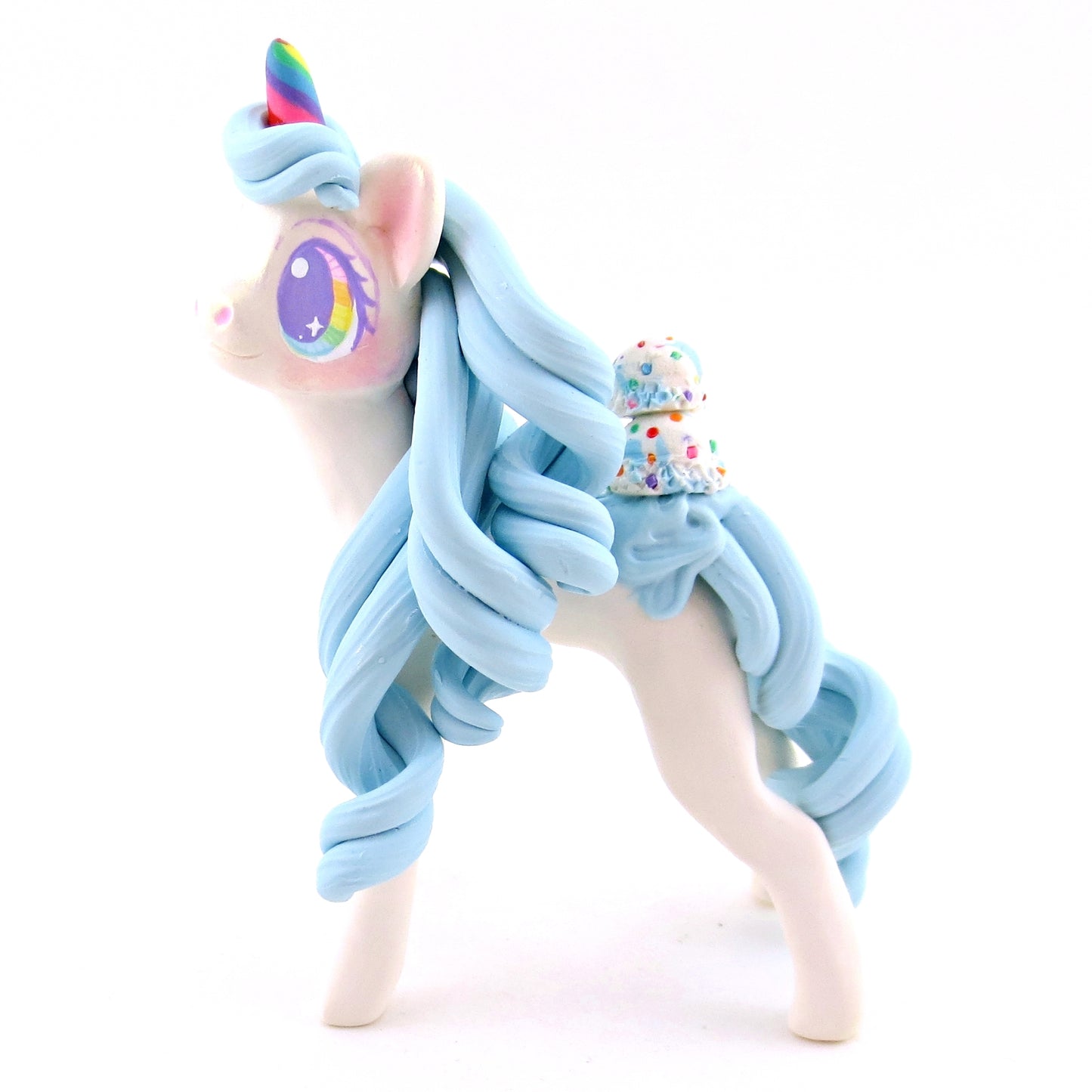 Birthday Cake Batter Ice Cream Unicorn Figurine - Polymer Clay Ice Cream Animals